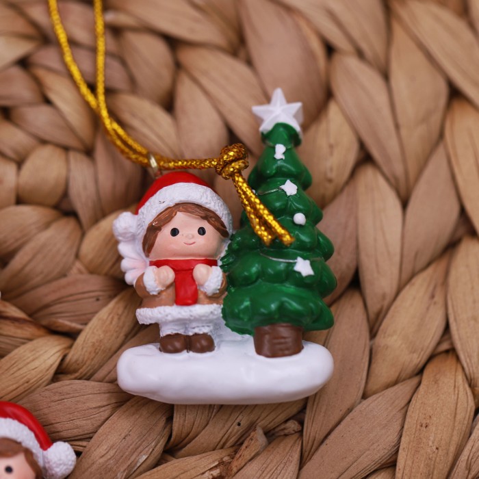 Dolce quartetto di Natale - calamite appendino per le feste angioletto con albero