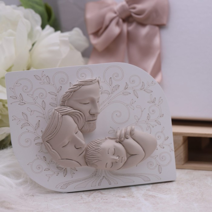 Quadretto con sagoma in rilievo Sacra Famiglia bianco