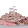 Candele profumate su Torta Bomboniere Comunione in porcellana Rosa