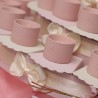 Candele profumate su Torta Bomboniere Comunione in porcellana Rosa