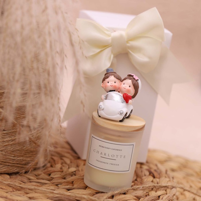 Bomboniere matrimonio candele Profumate sposi in macchina confezionate viale magico bomboniere