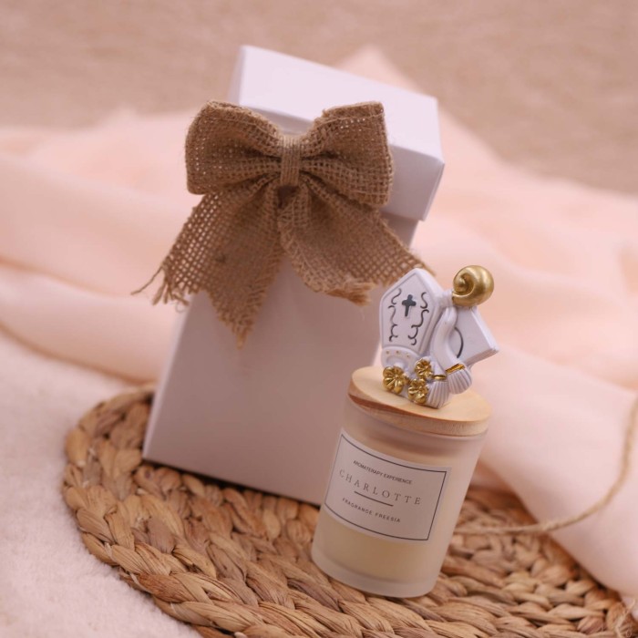 Bomboniere Candele per Cresima con Mitra e Bastone Bomboniere Candele per Cresima con Mitra e Bastone