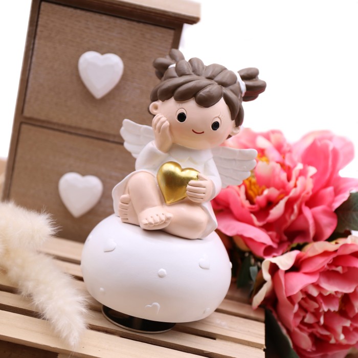 Cuore degli angeli bimba Battesimo con Carillon confezionato