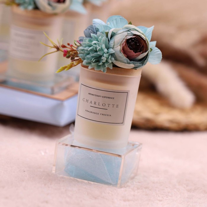 Confettata Con Candele Floreali Verde Tiffany - Bomboniere Confezionate