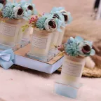 Confettata Con Candele Floreali Verde Tiffany - Bomboniere Confezionate