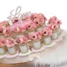 Confettata di fiori su candele profumate -Torta portaconfetti rosa