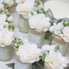 Confettata Bomboniere Promessa di Matrimonio - Candele con Bouquet Panna e Salvia
