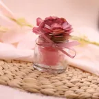 Bomboniera in Vetro con Fiori Rosa Malva per Diciottesimo Compleanno