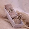 Bomboniera Matrimonio - Asciugamano in Cotone con Rosa Tortora in Porcellana