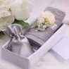Asciugamano Silver con Bouquet Bianco - Bomboniere Nozze D'argento