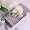 Asciugamano Silver con Bouquet Bianco - Bomboniere Nozze D'argento