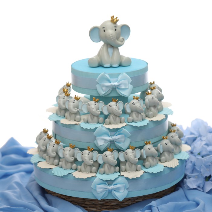 Bomboniere Battesimo Elefantino Bimbo Corona Statuina portaconfetti