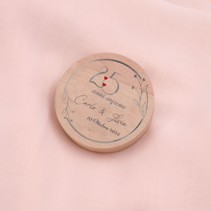 Apribottiglie personalizzato per Nozze D'argento - Segnaposto in legno Apribottiglie personalizzato per Nozze D'argento - Segnaposto in legno