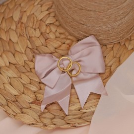 Segnaposto nozze d'oro e Matrimonio con Fedi e Fiocco Cipria