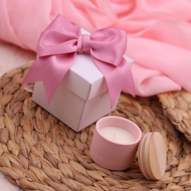 Bomboniere Battesimo Confezionate - Candele rosa con tappo in legno