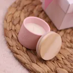 Bomboniere Battesimo Confezionate - Candele rosa con tappo in legno