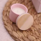 Bomboniere Battesimo Confezionate - Candele rosa con tappo in legno