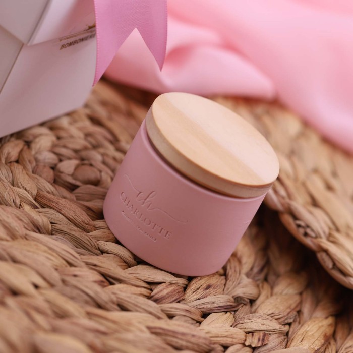 Bomboniere Battesimo Confezionate - Candele rosa con tappo in legno