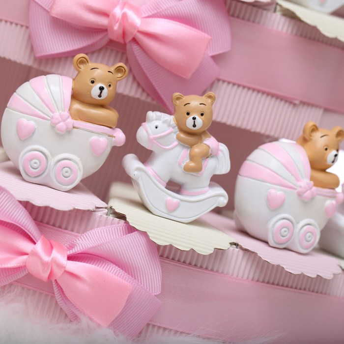 Torta Bomboniere Battesimo Bimba con Orsetti su Pony e Passeggino linea pimpanti