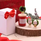 Candela Linea Cherry Rossa con Statuina Colonna Trionfale Confezionata in Scatola da Cerimonia