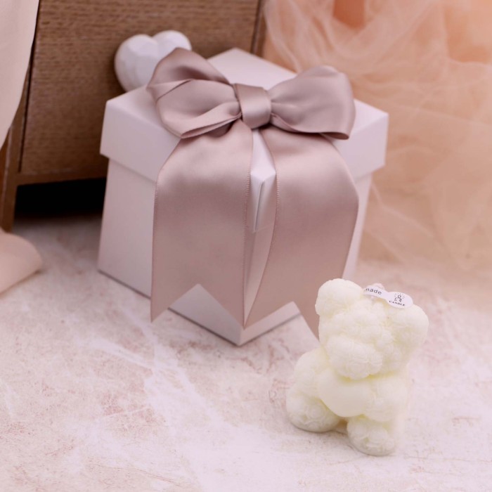 Bomboniera orsetto bianco di fiori candela in Scatola cerimonia