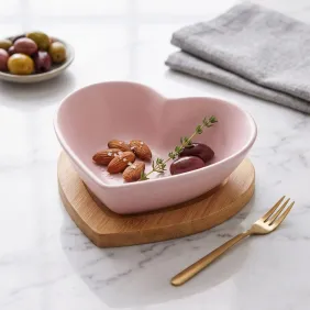 Antipastiera Cuore con Base in Legno - Matrimonio e battesimo bomboniere rosa