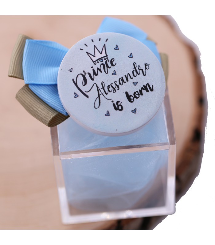 Bomboniera nascita bimbo plexiglass con magnete personalizzabile Bomboniera nascita bimbo plexiglass con magnete personalizzabile