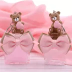 Orsetto Millecuori Rosa Portachiavi confezionato per battesimo