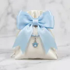 Bracciale ecopelle con mini angelo celeste su sacchetto