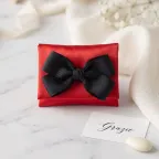 Bomboniera Pochette in Raso Rosso con Fiocco Personalizzabile