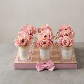 Candele con Fiori Rosa Ciliegio