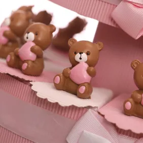 Bomboniere Battesimo Millecuori Orsetto Bimba Statuina Eco Su Torta