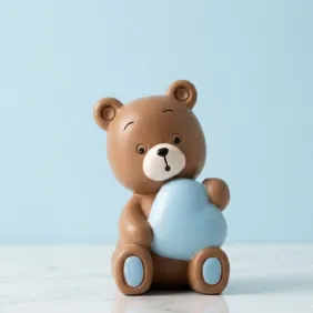 Orsetto in Resina con Cuore Azzurro – Bomboniere dai da te