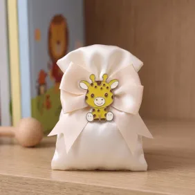 Bomboniera Sacchetto con Magnete Giraffa in Metallo - Nascita e Battesimo