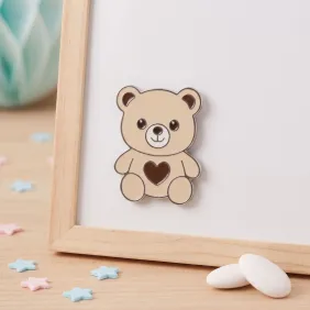 Magnete Orsetto Smaltato con Cuore – Bomboniera Fai da Te Nascita