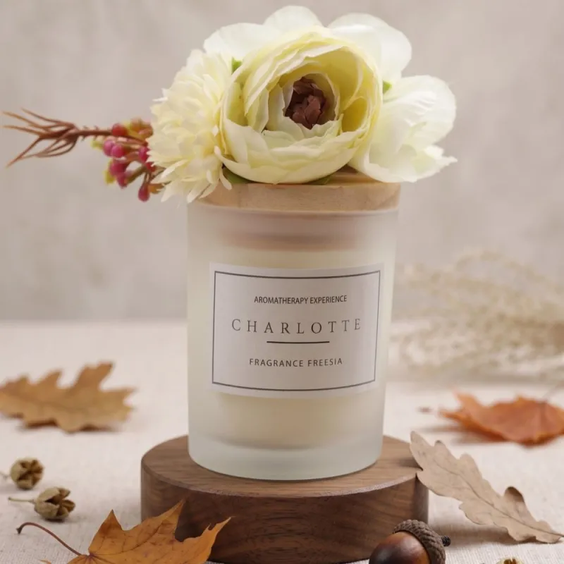 Candela Fresia con Fiori Bianchi | Bomboniera Matrimonio