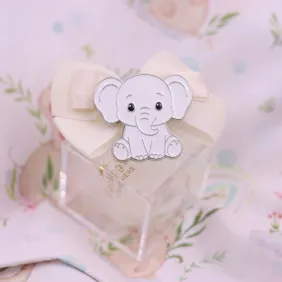 Magnete dolce elefante su scatolina in plexiglass con confetti