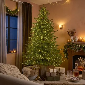 Albero di Natale Artificiale Pino Lucciole H 240 cm con 4200 LED Bianco Caldo e Telecomando