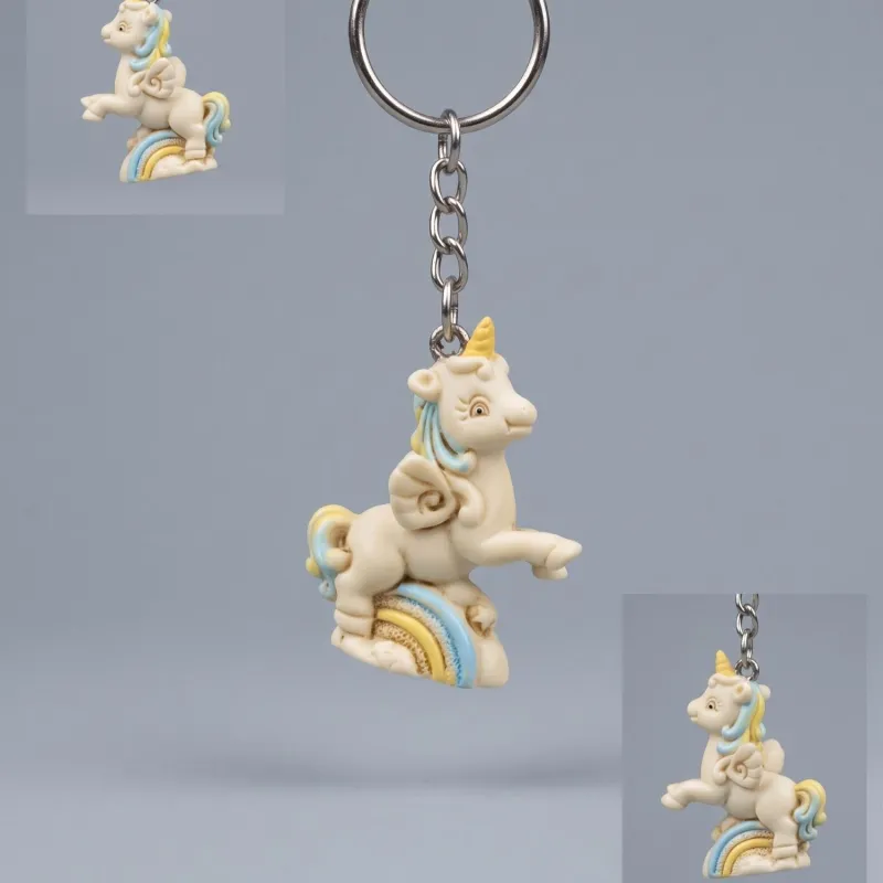 Portachiavi Unicorno con Arcobaleno e Nuvole – Bomboniera