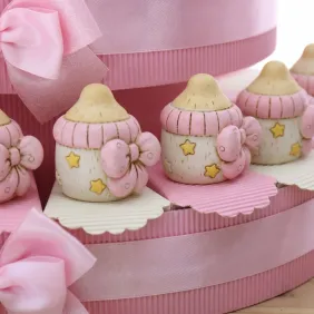 Torta con Biberon Statuine Bomboniere Nascita Bimbo Bomboniera