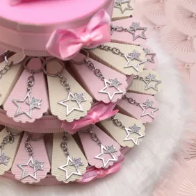 Torta con portachiavi doppia stella glitter
