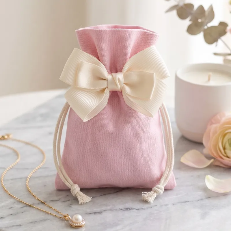 Sacchetto Portaconfetti Rosa in Cotone | Torta 25 Pezzi