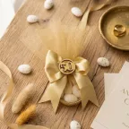 Portaconfetti Anello Oro con Numero 50 in Legno | Nozze d'Oro e Compleanno