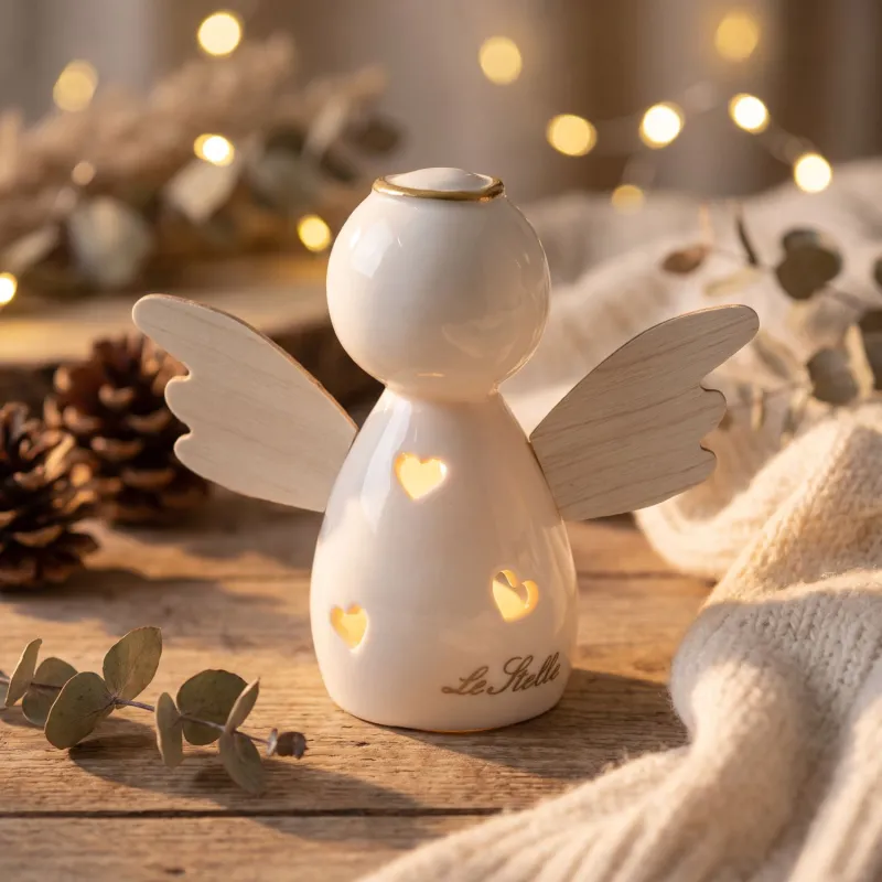 Bomboniera Angelo di Luce in Legno e Ceramica | Le Stelle