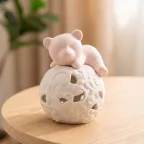 Bomboniera Orsetto Rosa in Ceramica Traforata | Idea Battesimo