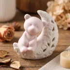 Bomboniera Orsetto Rosa in Ceramica Traforata | Idea Battesimo