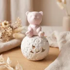 Bomboniera Orsetto Rosa in Ceramica Traforata | Idea Battesimo