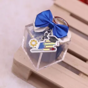 Portachiavi Laurea Ingegneria e Informatica Computer e Ingranaggio Linea College su Scatolina in Plexiglass