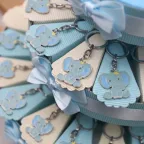 Torta Bomboniere Nascita e Battesimo Bimbo con Portachiavi Elefantino