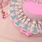Torta Portaconfetti Nascita e Battesimo Bimba con Portachiavi Elefantina - Dettagli Personalizzabili con Confetti e Biglietti